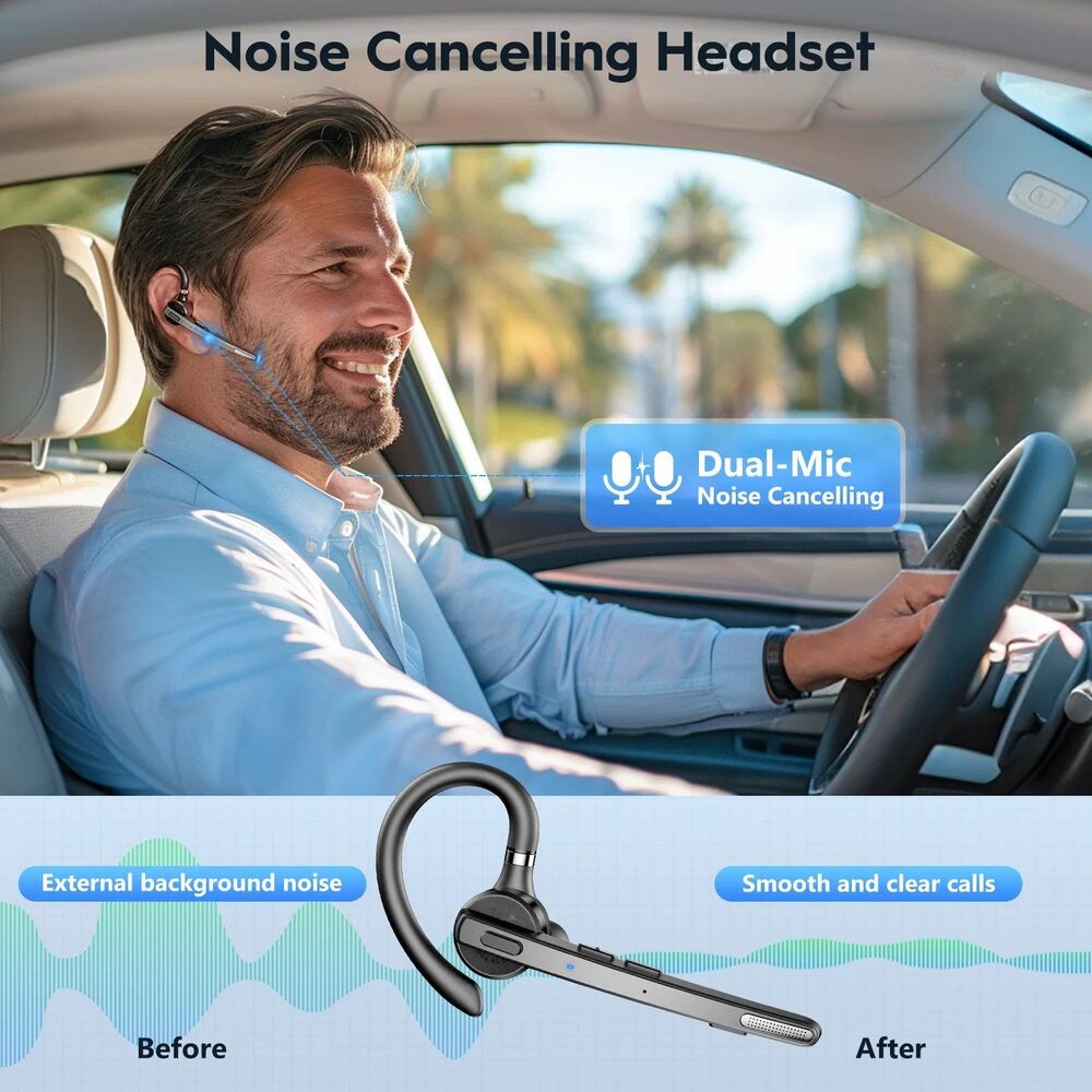 New Bee V5.1 Bluetooth Earpiece - 72H Talk Time - ENC Dual Mic - 500mAh Case